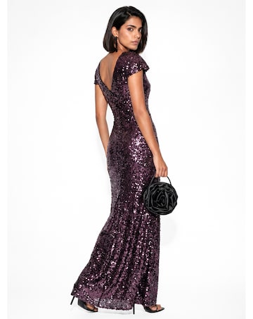 Maya Deluxe Sequin V Back Maxi Dress