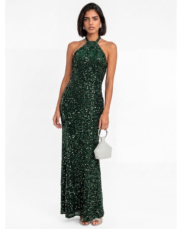 Maya Deluxe Sequined Velvet Maxi Dress