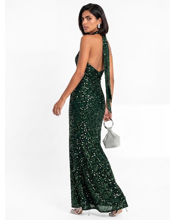 Maya Deluxe Sequined Velvet Maxi Dress