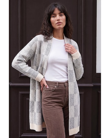 Roman Soft Check Longline Cardigan