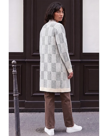 Roman Soft Check Longline Cardigan