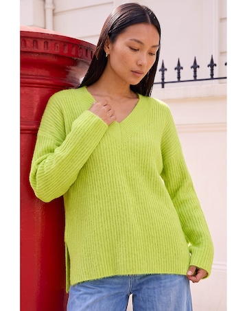 Roman V-Neck Fluffy Knit Jumper