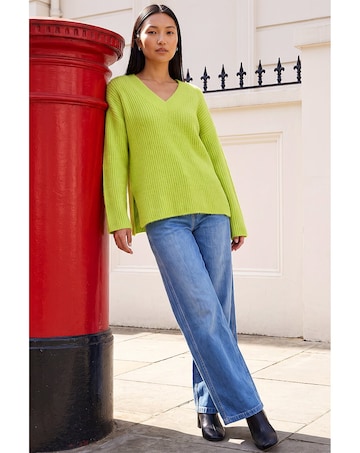Roman V-Neck Fluffy Knit Jumper