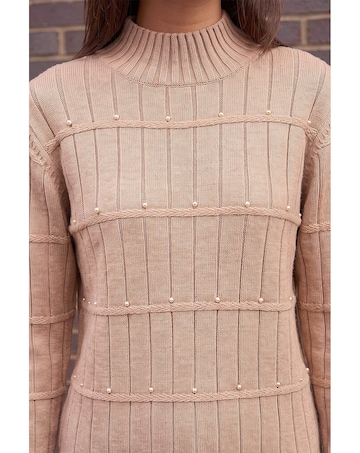 Roman Beaded Ribbed Knit Jumper