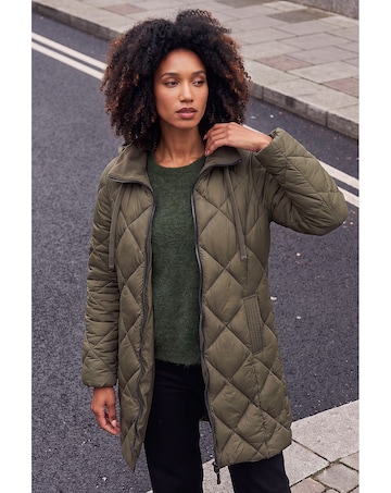 Roman Hooded Diamond Quilt Padded Coat