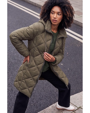 Roman Hooded Diamond Quilt Padded Coat