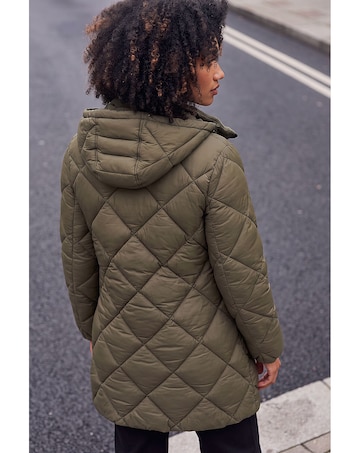 Roman Hooded Diamond Quilt Padded Coat