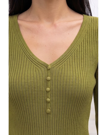 Roman Button Rib Knit Jumper