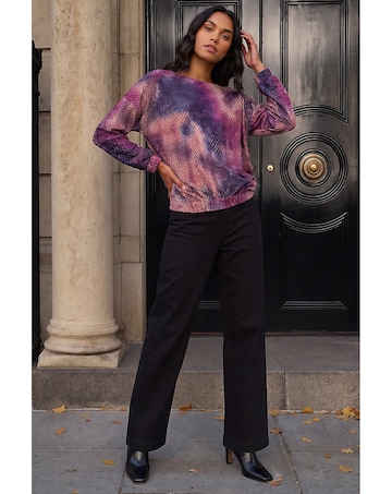 Roman Textured Burnout Print Top