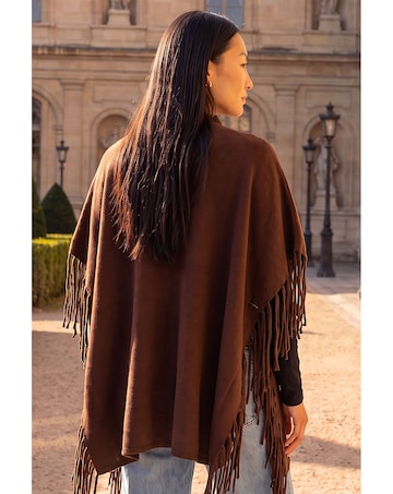Roman Fringe Hem Knit Poncho