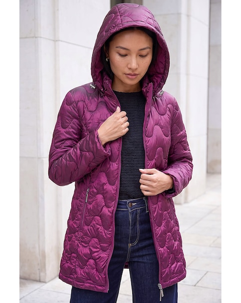 Roman Wave Quilted Puffer Hooded Coat