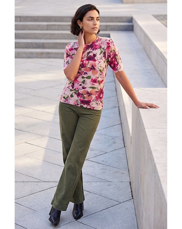 Roman Floral Pointelle Short Sleeve Knit