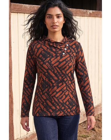 Roman Abstract Print Jersey Tunic Top