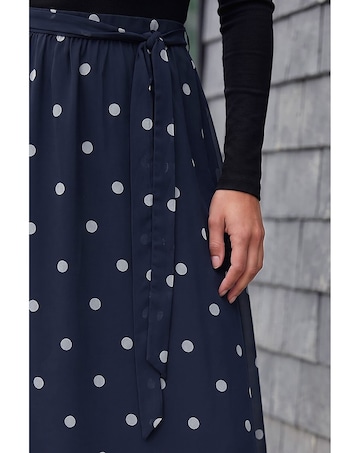 Roman Polka Dot A-Line Belted Skirt