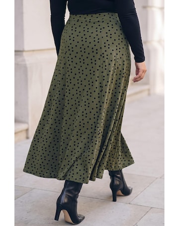 Roman Curve Polka Dot Stretch Skirt