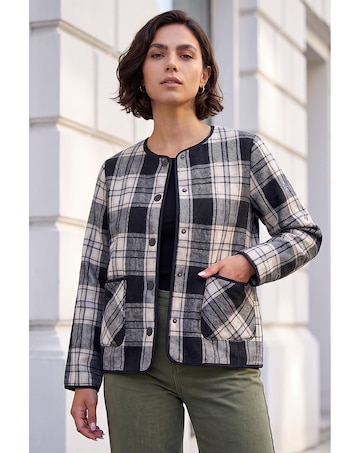Roman Check Buttoned Throw On Jacket