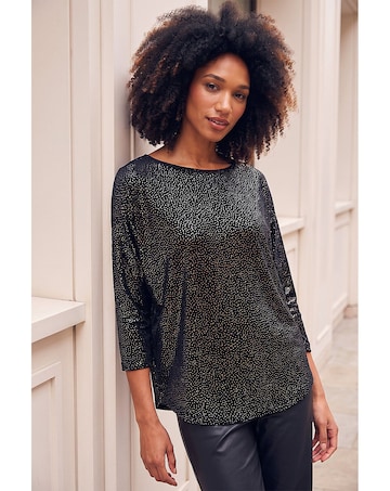 Roman Foil Spot Print Velvet Top