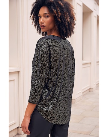 Roman Foil Spot Print Velvet Top