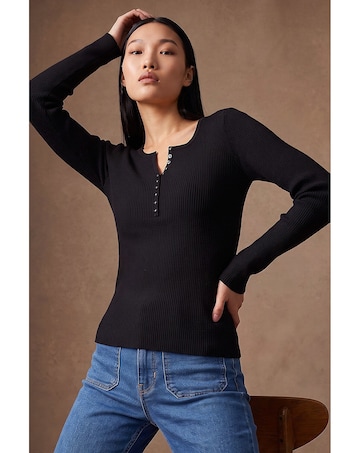 Roman Dusk Button Front Knit Top