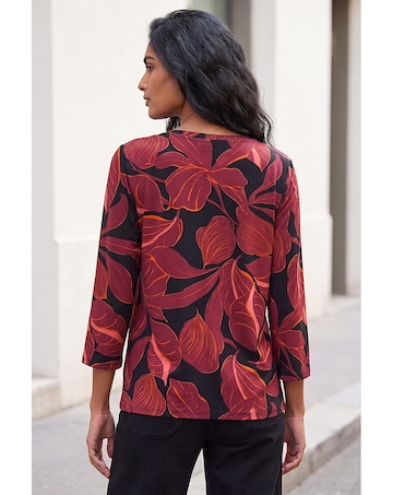 Roman Floral V-Neck Stretch Top