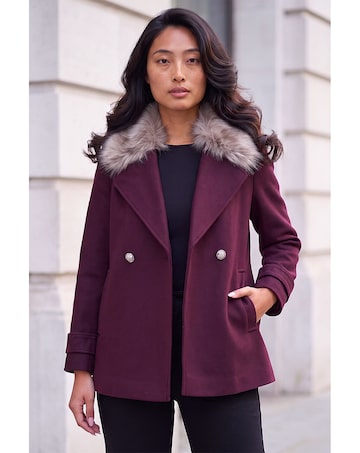 Roman Petite Fur Collar Coat