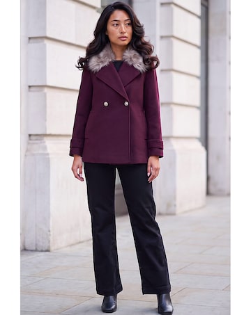 Roman Petite Fur Collar Coat
