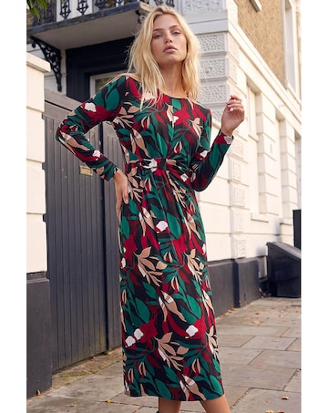 Roman Dusk Floral Print Midi Dress