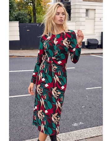 Roman Dusk Floral Print Midi Dress