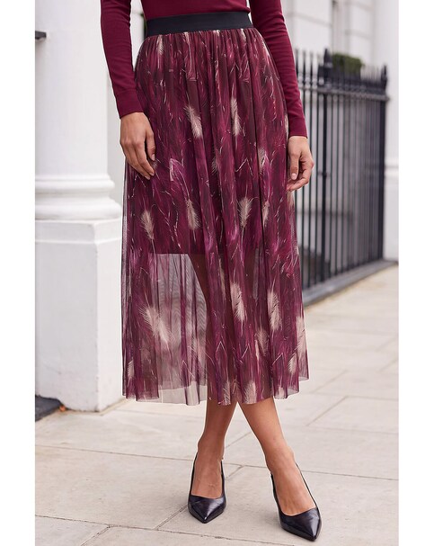 New In - Roman Abstract Print Mesh Overlay Skirt