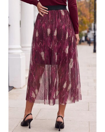 Roman Abstract Print Mesh Overlay Skirt