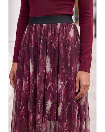 Roman Abstract Print Mesh Overlay Skirt