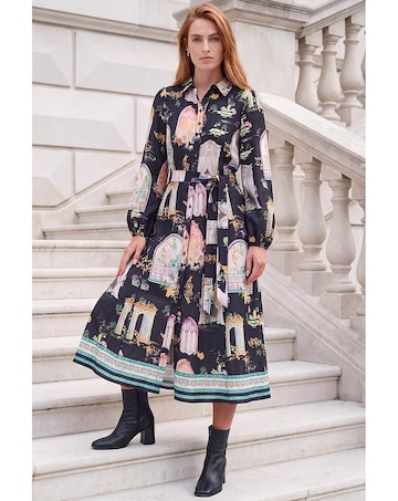 Roman Garden Border Shirt Dress