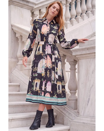 Roman Garden Border Shirt Dress