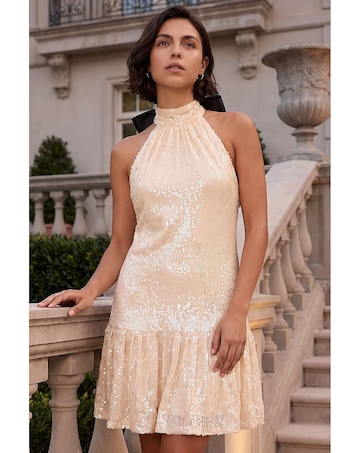 Roman Sequin Bow Back Dress