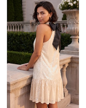 Roman Sequin Bow Back Dress