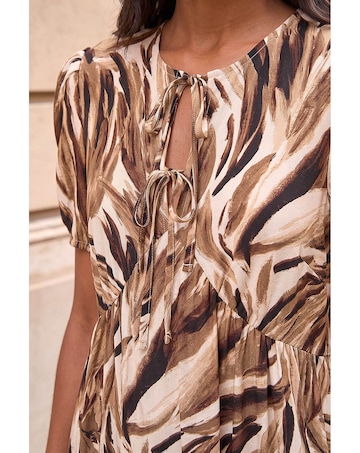 Roman Abstract Print Tie Smock Dress