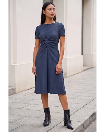 Roman Petite Ruched Front Midi Dress