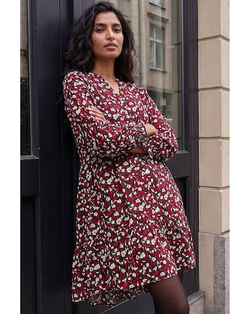 Roman Floral Print Buttoned Dress