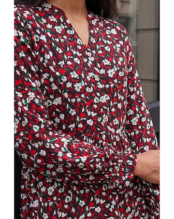 Roman Floral Print Buttoned Dress