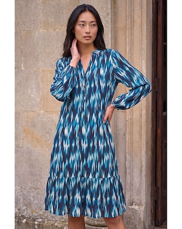 Roman Petite Ikat Print Tiered Hem Dress