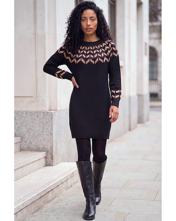 Roman Chevron Stretch Knit Jumper Dress