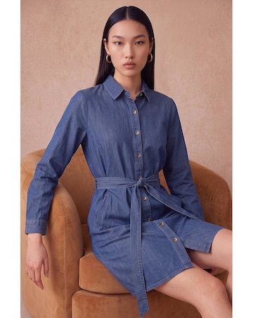 Roman Dusk Tie Front Shirt Dress
