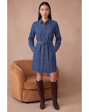 Roman Dusk Tie Front Shirt Dress