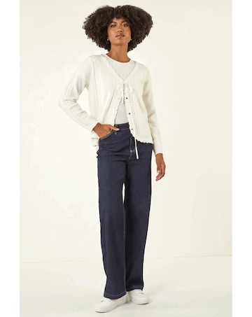 Roman Bow Front Buttoned Knit Cardigan