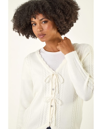 Roman Bow Front Buttoned Knit Cardigan