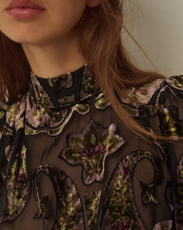 Monsoon Jaz High Neck Paisley Devore Top