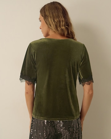 Monsoon Vina Lace Trim Velvet Top