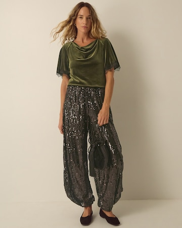 Monsoon Vina Lace Trim Velvet Top