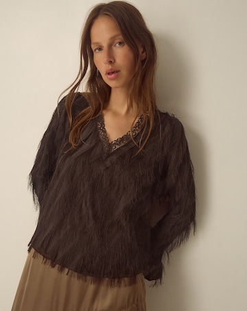 Monsoon Tawn V-Neck Fringe Top