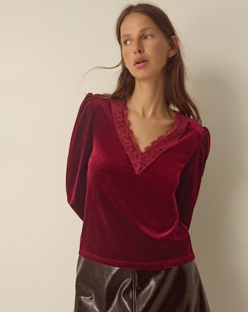 Monsoon Lexi Lace Trim Velvet Top